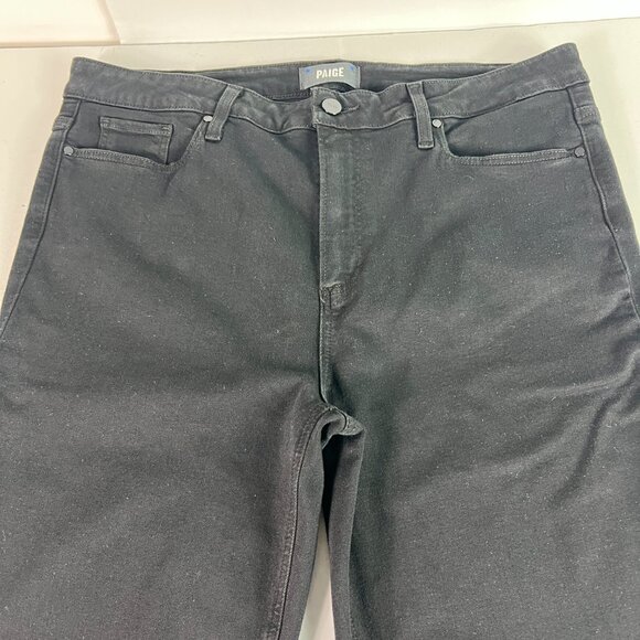 Paige Jean Women 36x28* Claudine High Rise Crop Flare Black Raw Hem Denim Tag 33 - Picture 2 of 16